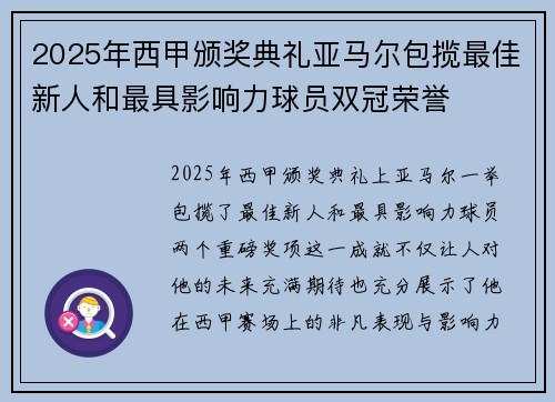 2025年西甲颁奖典礼亚马尔包揽最佳新人和最具影响力球员双冠荣誉