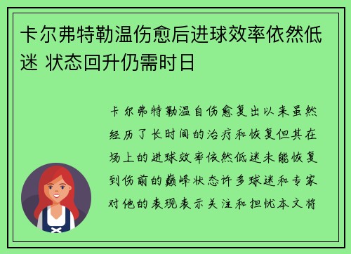 卡尔弗特勒温伤愈后进球效率依然低迷 状态回升仍需时日 卡尔弗特勒温伤愈后进球效率依然低迷 状态回升仍需时日